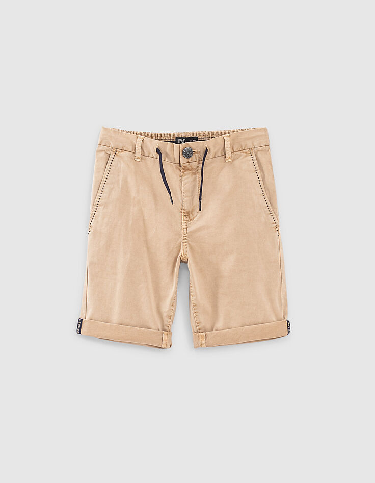 Bermudas chino beige medio cordones niño -1 Bermudas chino beige medio cordones niño -1