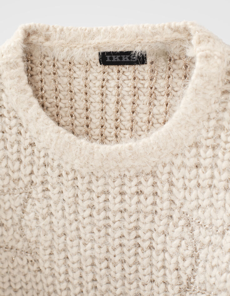 Pull &eacute;cru tricot lurex &agrave; &eacute;toiles fille-3