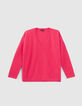 Women’s neon pink pure cashmere knit V-neck sweater-6