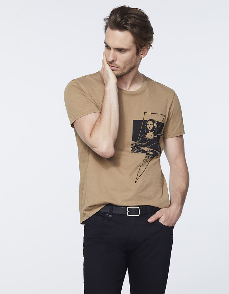 Men’s mink T-shirt with Mona Lisa-cartoon -2