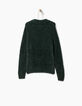 Pull vert foncé en maille duveteuse fille-3
