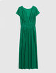 Women&rsquo;s green pleated long dress-6