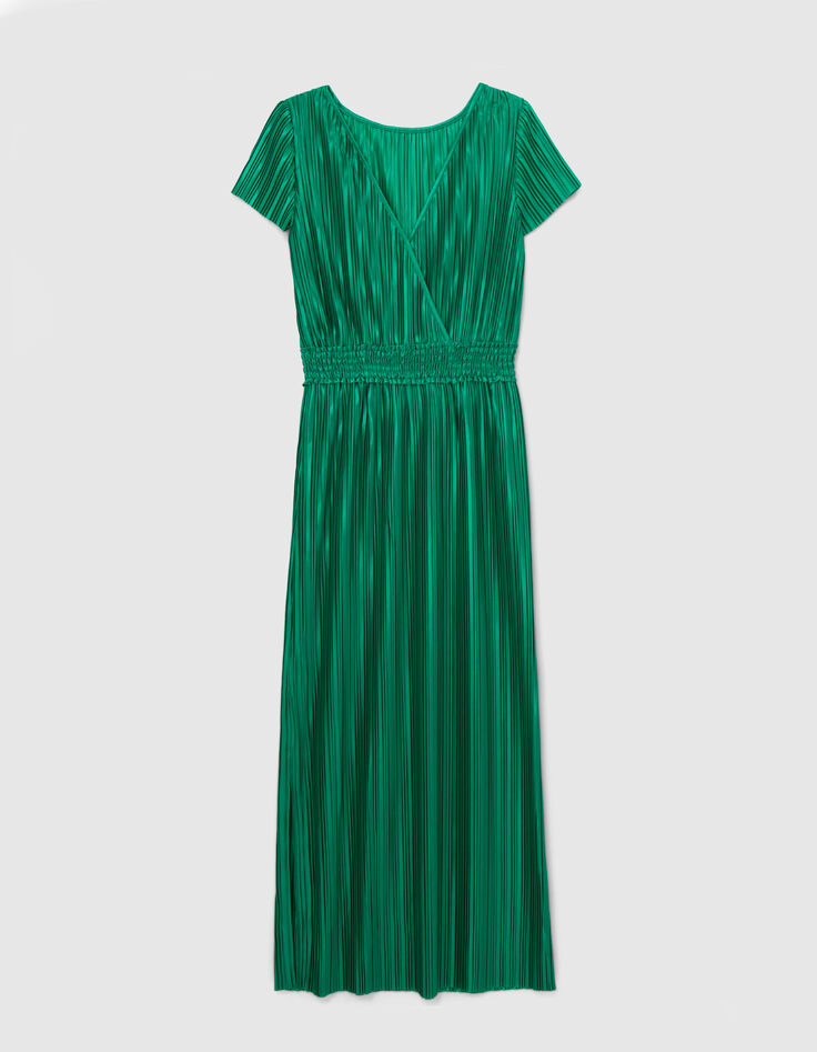Women&rsquo;s green pleated long dress-6
