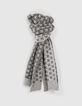 Echarpe en maille tricot logo IKKS gris femme-1