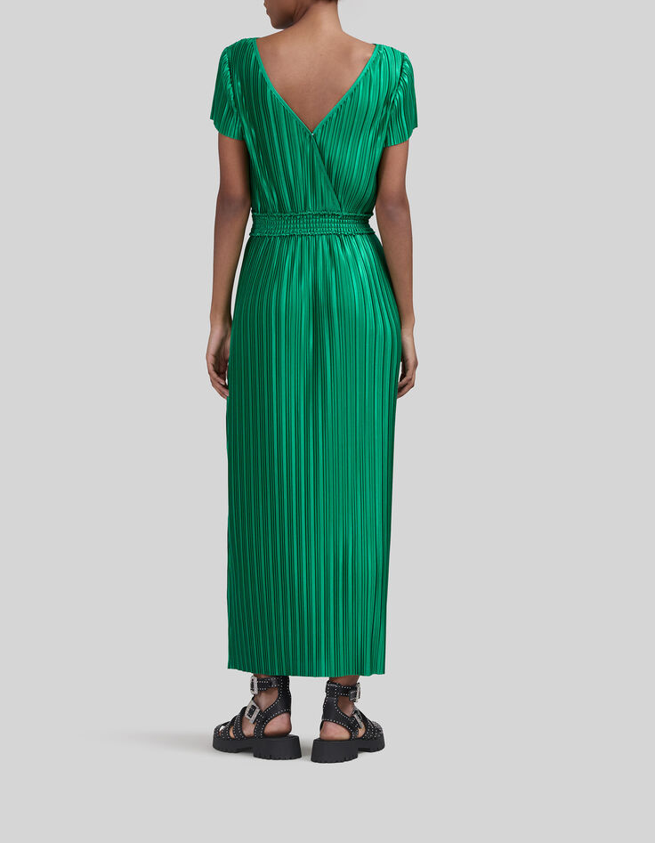 Women&rsquo;s green pleated long dress-7