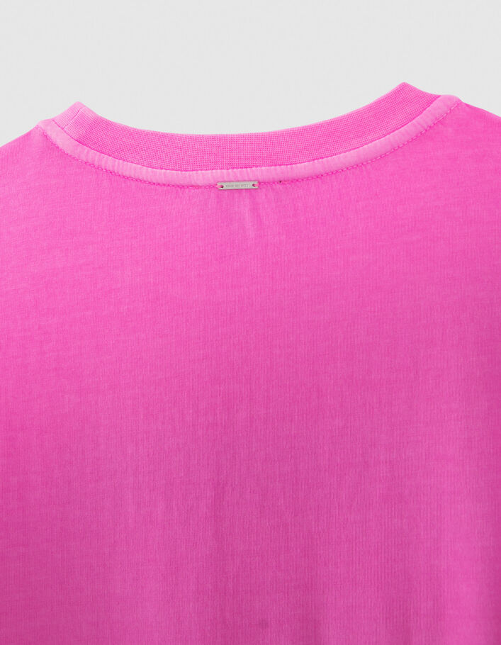 Girls’ neon pink T-shirt with glittery slogan - IKKS