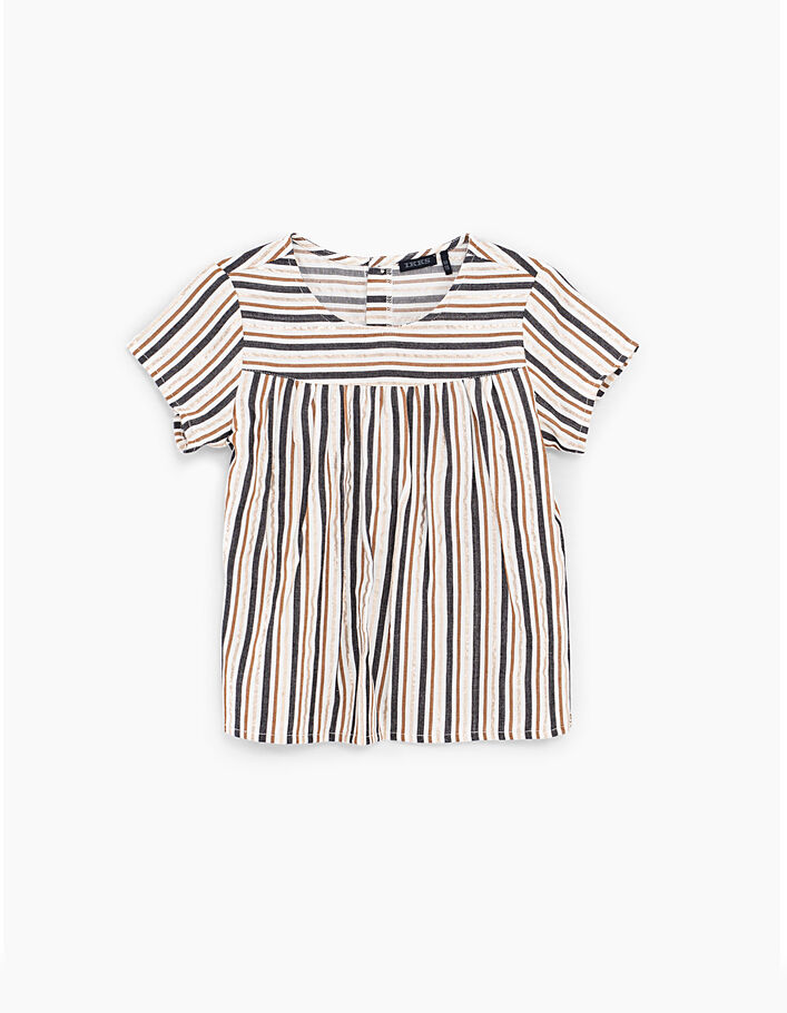 Girls’ ecru striped and ruffled blouse - IKKS