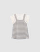 Ensemble robe ray&eacute;e et T-shirt &eacute;cru b&eacute;b&eacute; fille-4