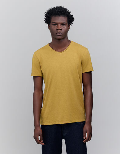 Grijsgroen T-shirt De Essential biokatoen V-hals Heren - IKKS