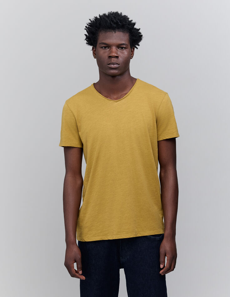 Grijsgroen T-shirt De Essential biokatoen V-hals Heren-1