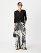 Marinefarbene Maxi-Hose mit weitem Bein f&uuml;r Damen-1