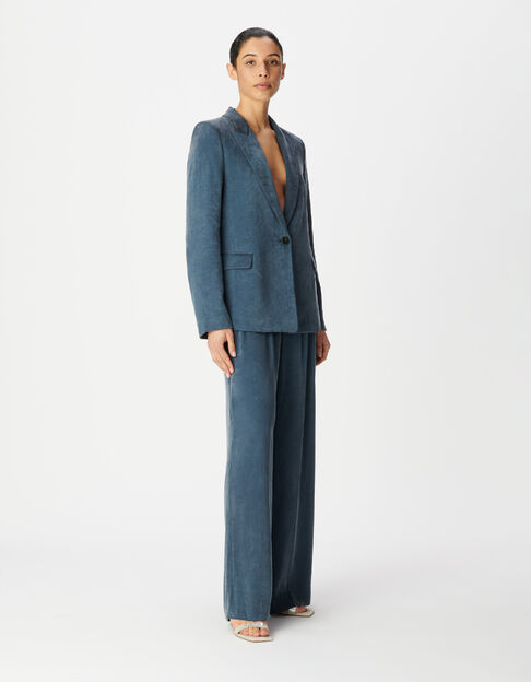 Dames Lyocell&reg;-mix marineblauwe getailleerde broek - IKKS