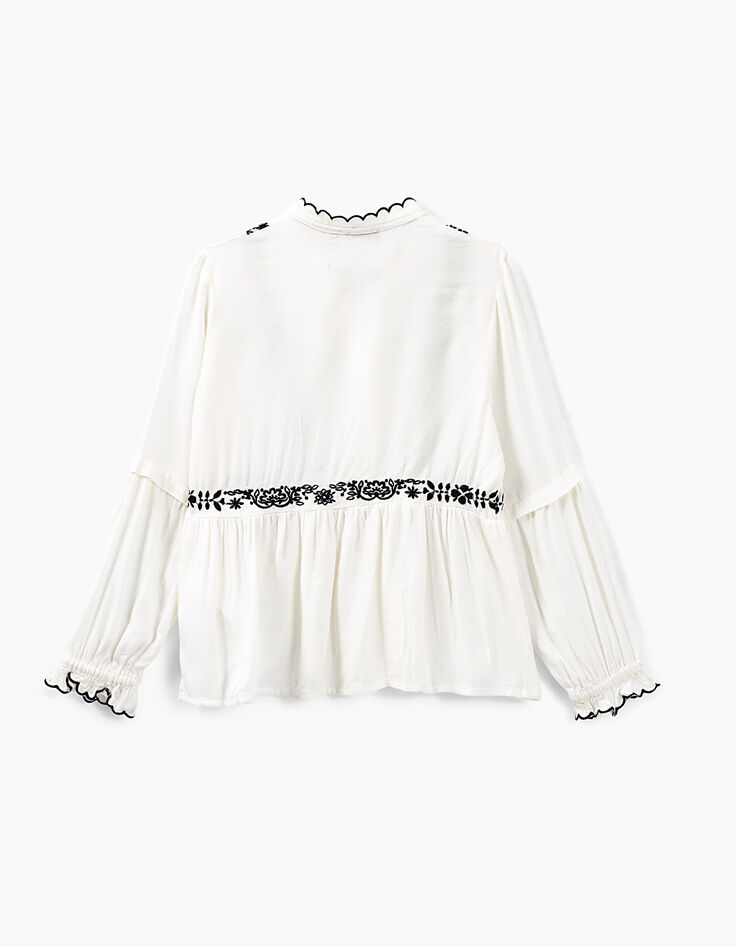 Girls’ off-white shirt with black embroidery-3