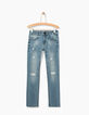 Boys' light blue distressed slim jeans -2