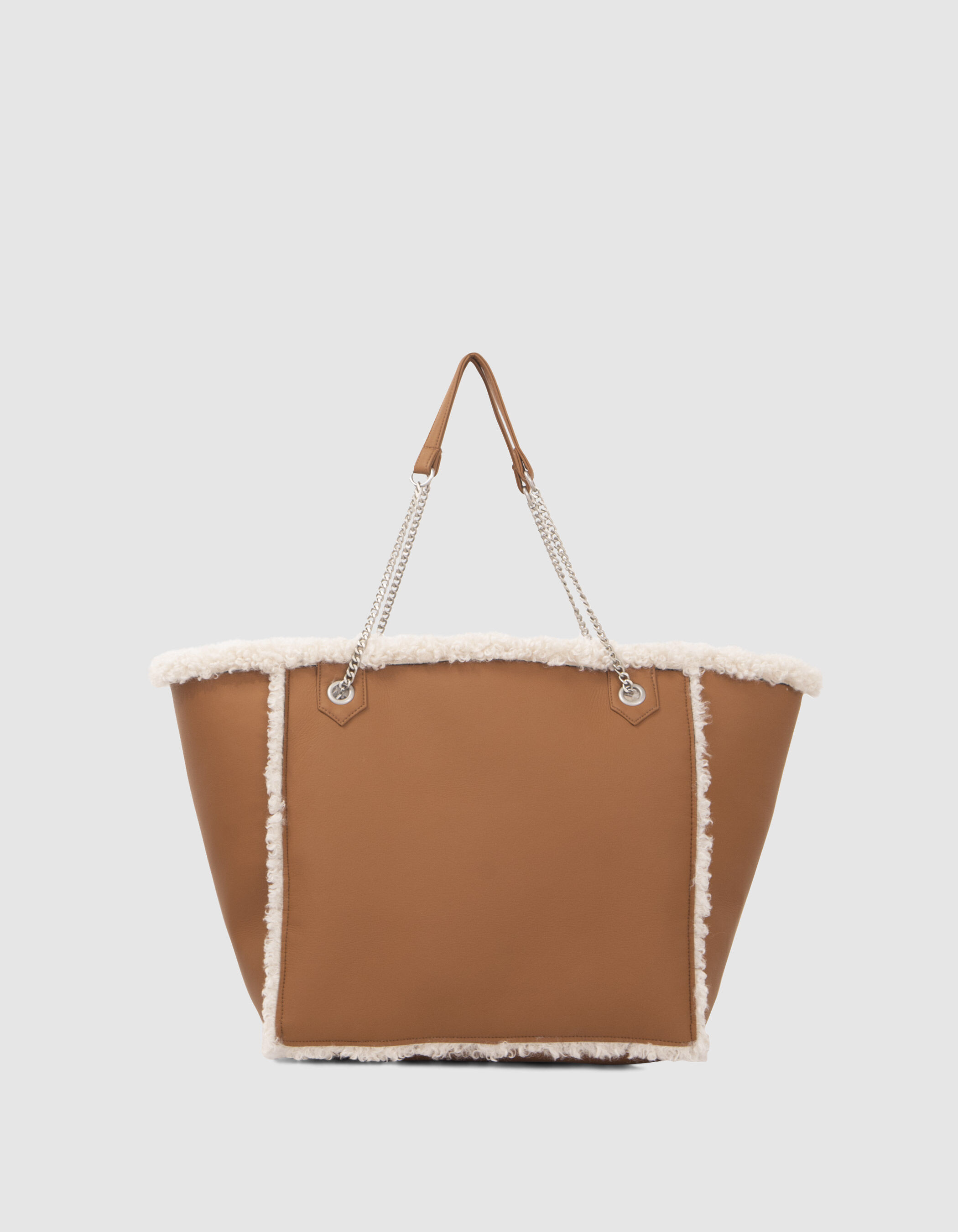 Cabas oversize camel fourr r versible Femme