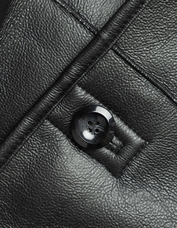 Manteau réversible écru sherpa et noir Femme-6