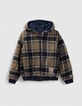 Boys’ blue denim/checked Sherpa reversible jacket-2