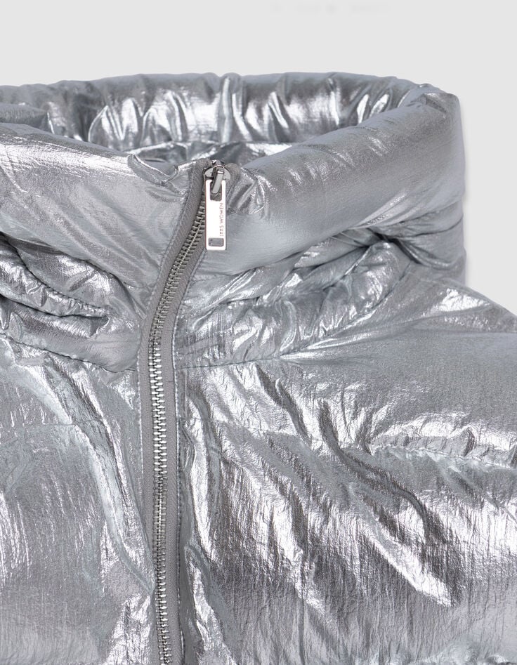 Capuche doudoune argent nylon Femme-2 Capuche doudoune argent nylon Femme-2