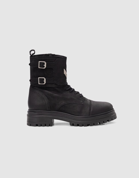 Ranger boots noires cuir nubuck Ligne 111 Femme - IKKS