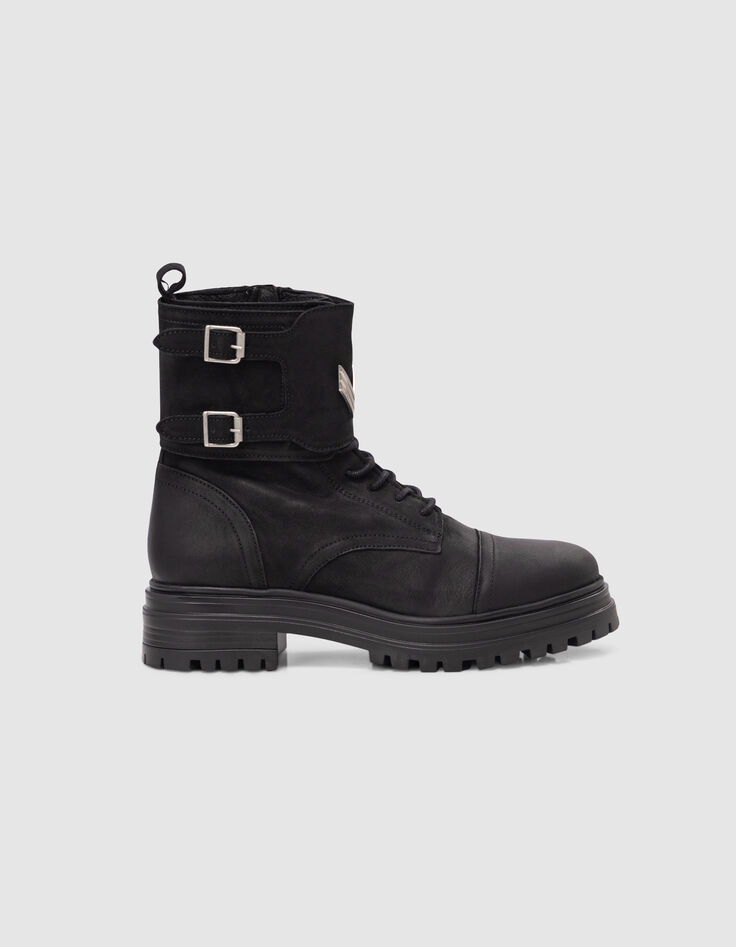 Ranger Botas de piel nobuk negro Línea 111 Mujer-1