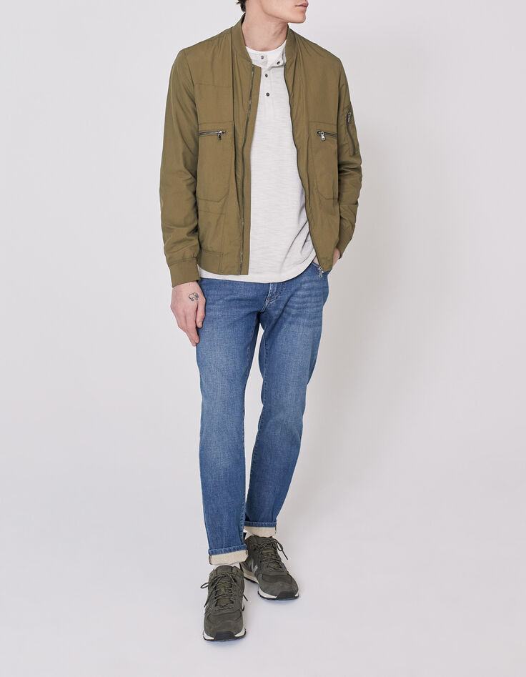 Men’s light khaki nylon bomber jacket-7