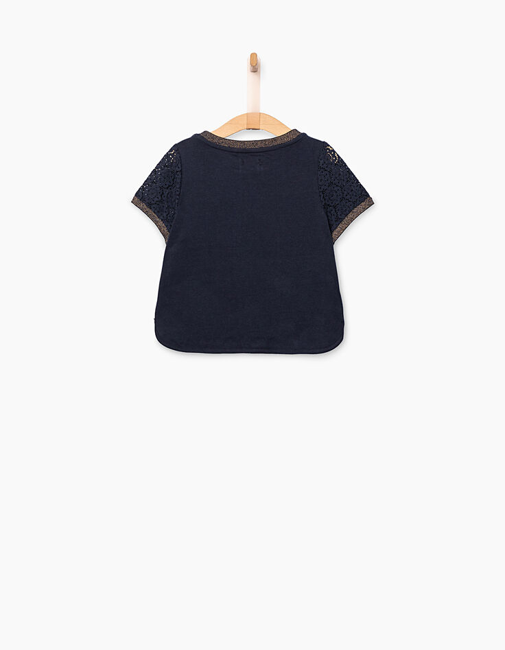 Marineblaues Crop-Top mit Spitze für Mädchen-3