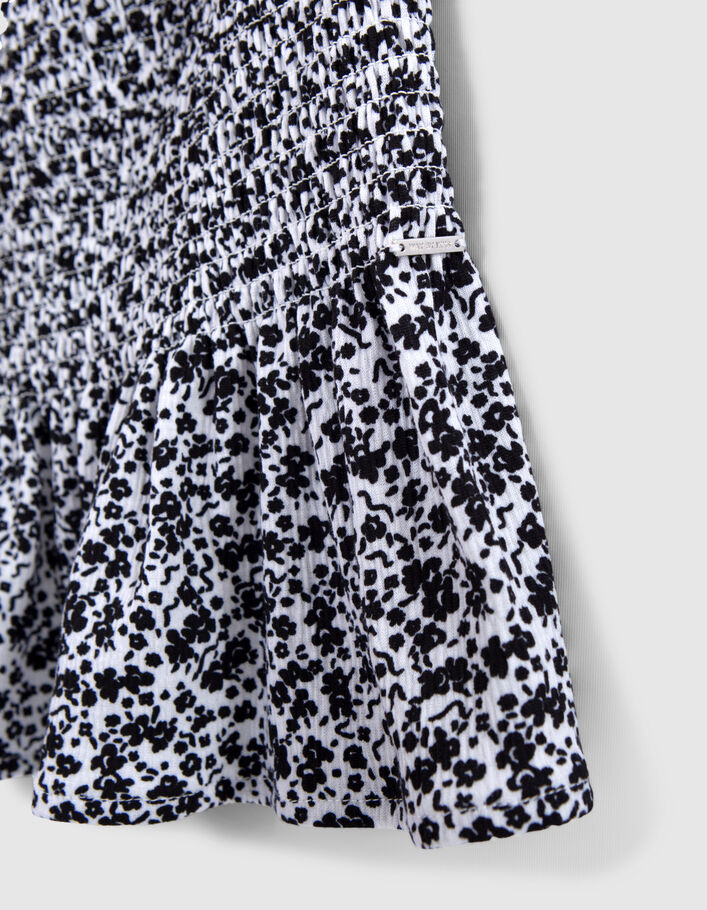 Cremeweißer Mädchenrock mit schwarzem Blumenprint - IKKS