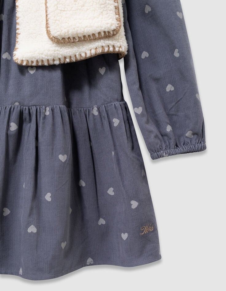Girls’ 2-in-1 blue velvet parka and gilet-4