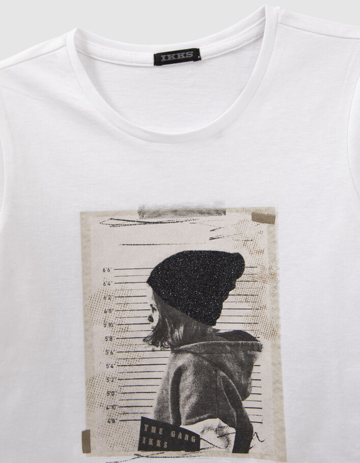 T-shirt blanc cassé coton bio visuel fille à bonnet-3