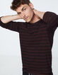 Sweat prune rayures noires Homme-1