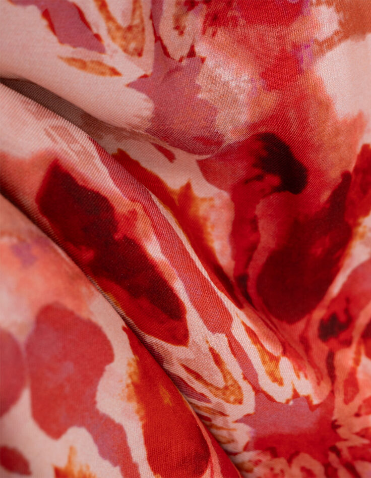 Robe longue rouge imprimé batik dos ouvert Femme-9