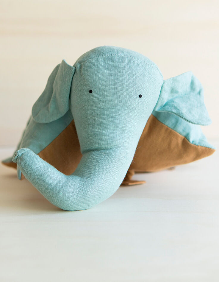 Coussin doudou marron et bleu lin lavéGABRIELLE PARIS-2 Coussin doudou marron et bleu lin lavéGABRIELLE PARIS-2