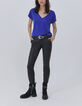 Tee-shirt bleu en maille de lin foil Femme-6