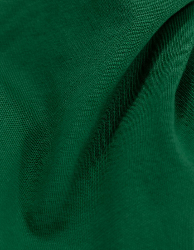 Green crew neck T-shirt with cat and lightning-7