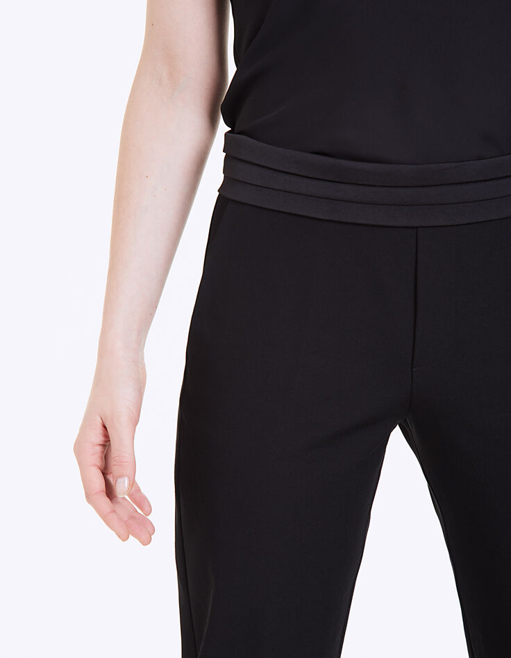 Pantalon cropped noir en coton stretch femme-4 Pantalon cropped noir en coton stretch femme-4