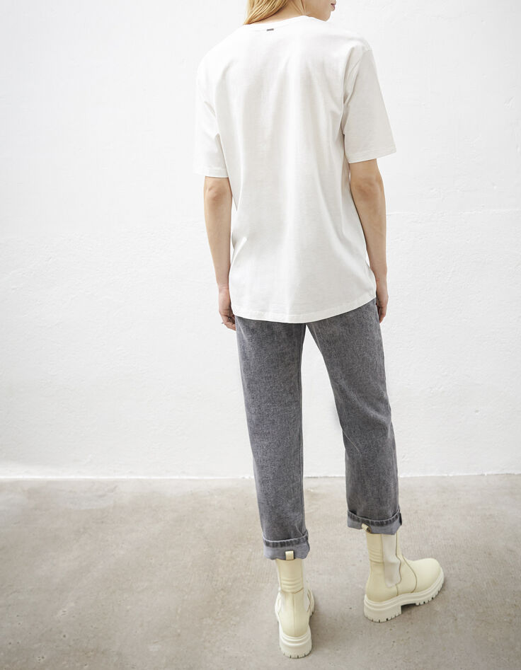 Tee-shirt loose en coton modal visuel message futur femme-3