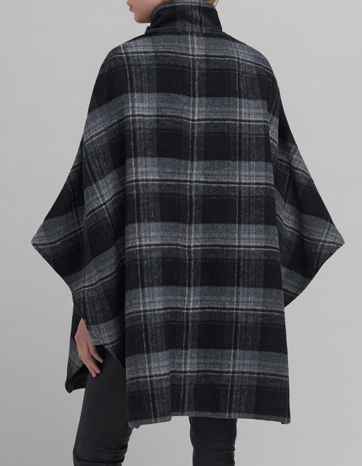 Oversized grijze geruite cape voor dames-3