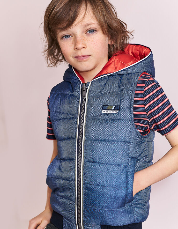 Anorak reversible índigo y naranja niño -1