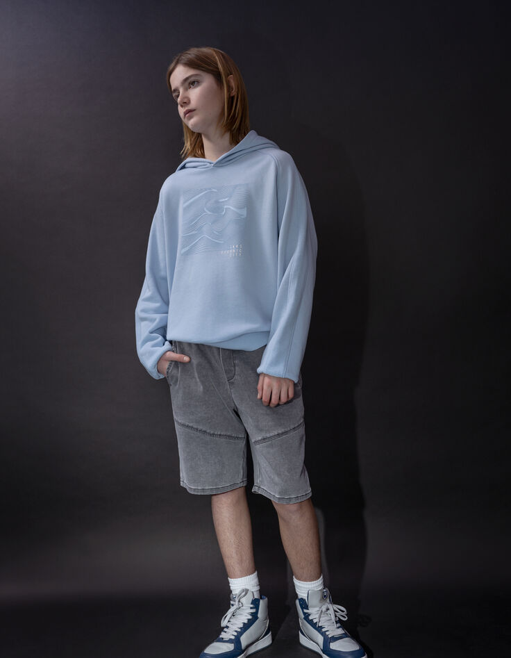 Sweat bleu flocage gomme ondes marines garçon-3