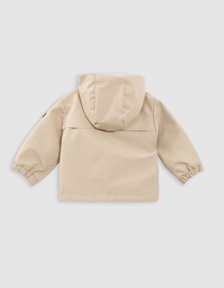 Beige Jacke mit Kapuze, recycelter Polyester, Babyjungen-4