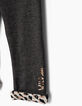 Leggings réversible imprimé et gris bébé fille-3