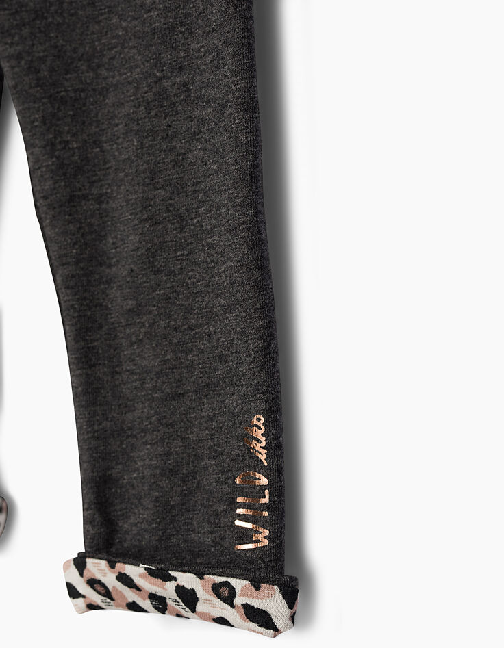 Leggings réversible imprimé et gris bébé fille-3