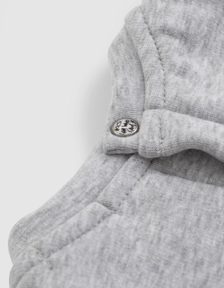 Robe grise bi-matière avec jupe plissée bébé fille-4 Robe grise bi-matière avec jupe plissée bébé fille-4