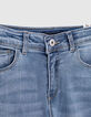 Mädchen-Slimjeans, Vintage, Bio, hohe Taille, Light Blue-2