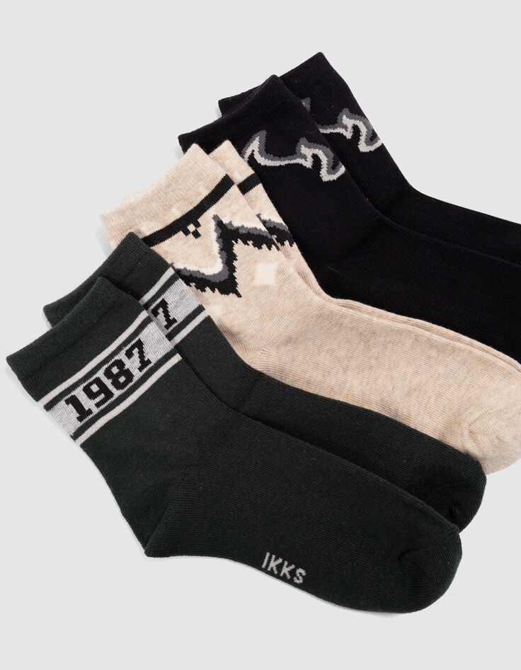 Boys’ black, green and beige socks-3