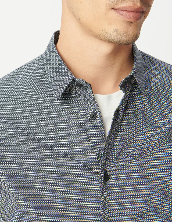 Chemise slim marine imprimé minimaliste Homme-4 Chemise slim marine imprimé minimaliste Homme-4