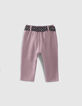 Violette Jogginghose mit Halstuchgürtel für Babymädchen-3