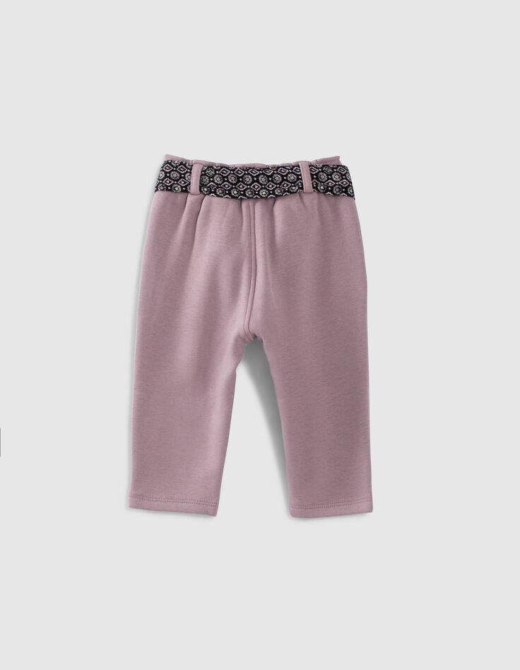 Violette Jogginghose mit Halstuchgürtel für Babymädchen-3