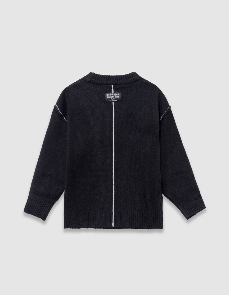 Pull noir tricot poche poitrine garçon-7
