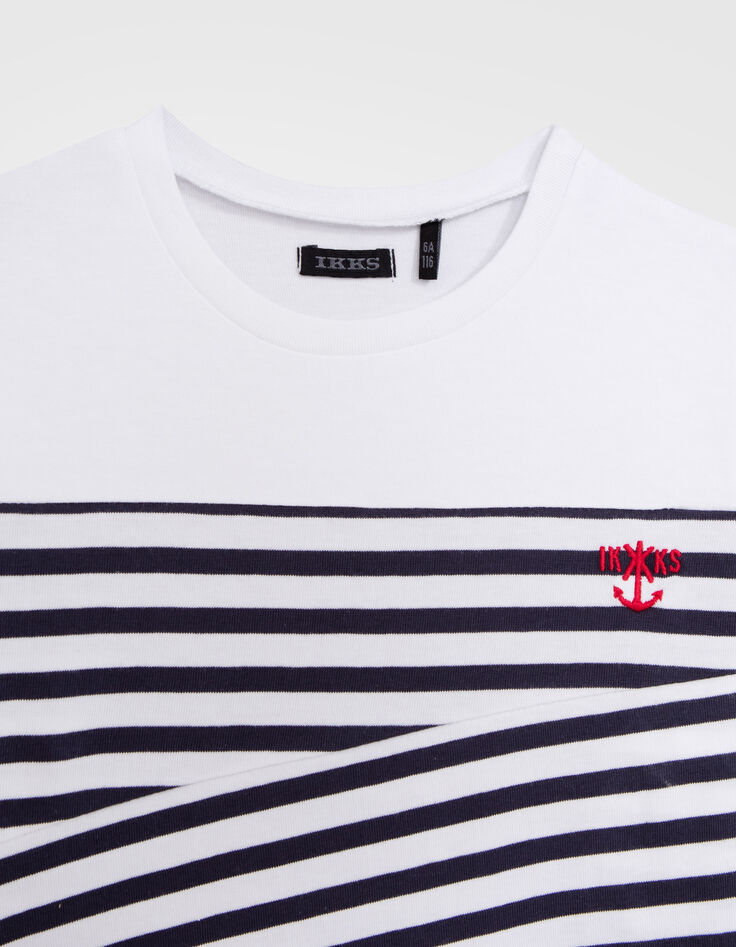 T-shirt marini&egrave;re coton bio d&eacute;coupes et broderie gar&ccedil;on-3